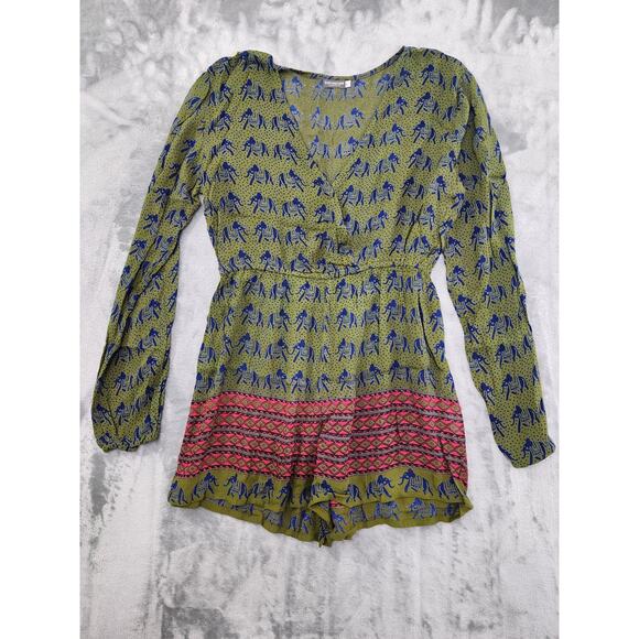 Earthbound Trading Co Aztec Tribal Elephant Long Sleeve Romper Size S Multicolor - Picture 1 of 9
